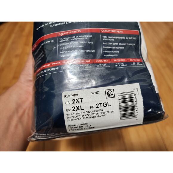 PACK OF 3 Polo Ralph Lauren Men Size 2XL BIG & TALL White Stretch V-NECK T-SHIRT - Picture 8 of 9